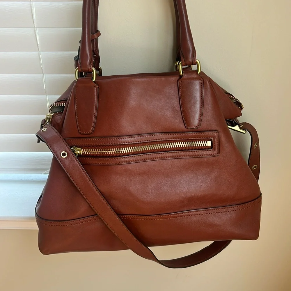 Coach Brown Leather Satchel with Gold Hardware